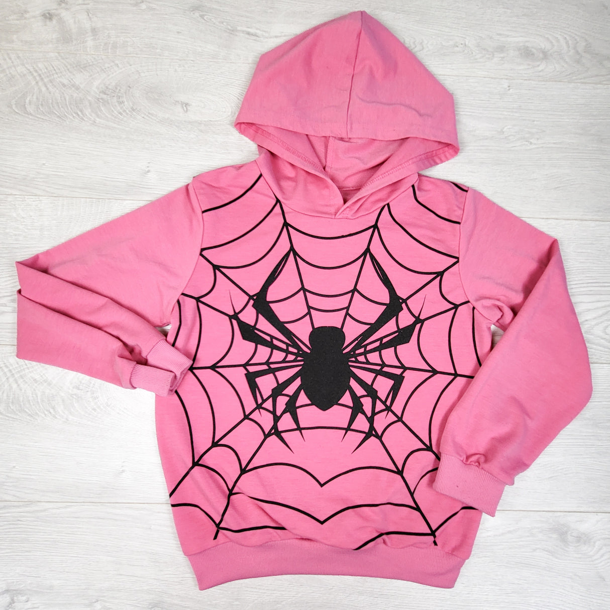 Pink hoodie with spider. Size 8-10 Years