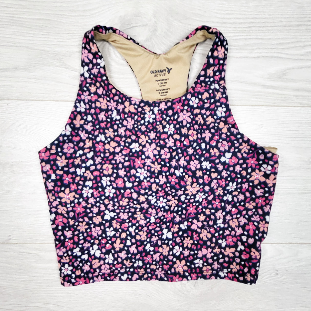 Old Navy floral print power soft sports bra. Size 10/12