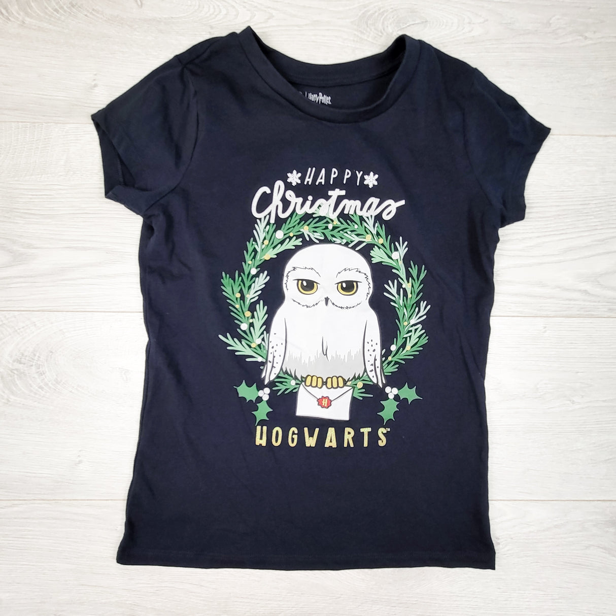 Harry Potter navy "Happy Christmas" t-shirt. Size 10/12