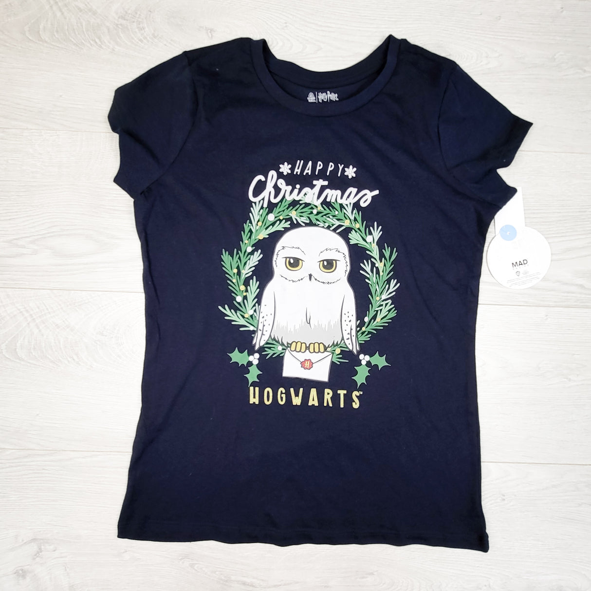 NEW - Harry Potter navy "Happy Christmas" t-shirt. Size 14/16