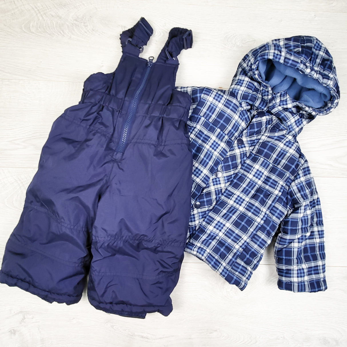 Joe blue plaid 2pc snow set. Size 6-12 months