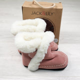 NEW - Jack and Lily pink suede "My Flexx" booties. Size 30 to 36 months (size 7/8)
