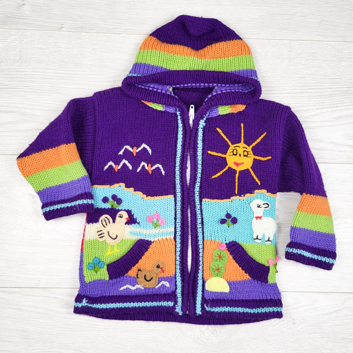 Handmande purple Peruvian sweater. Sizes like 18-24 months