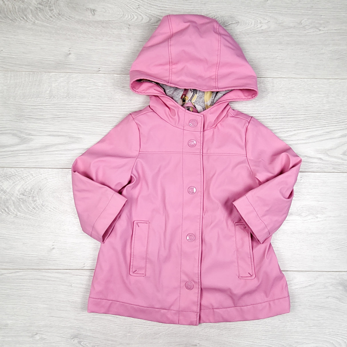 Gap pink jersey lined hooded rain jacket. Size 12-18 months