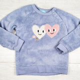 Pekkle blue faux fur sweatshirt with hearts. Size 24 months