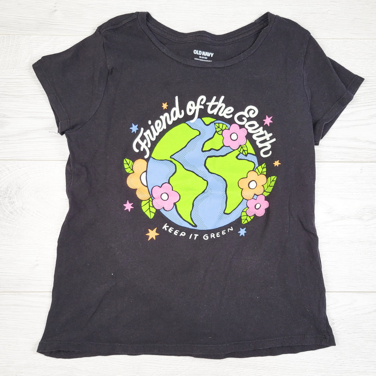 Old Navy black "Friend of the Earth" t-shirt. Size 14/16