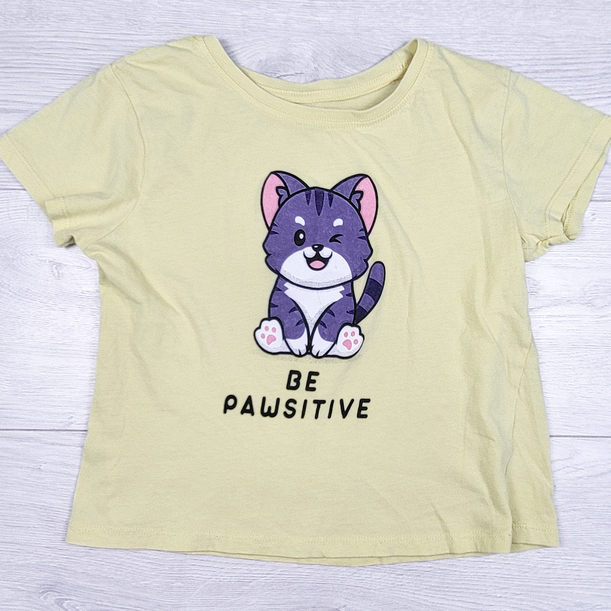 Brisco Brand yellow "Be Pawsitive" t-shirt. Size 10/12