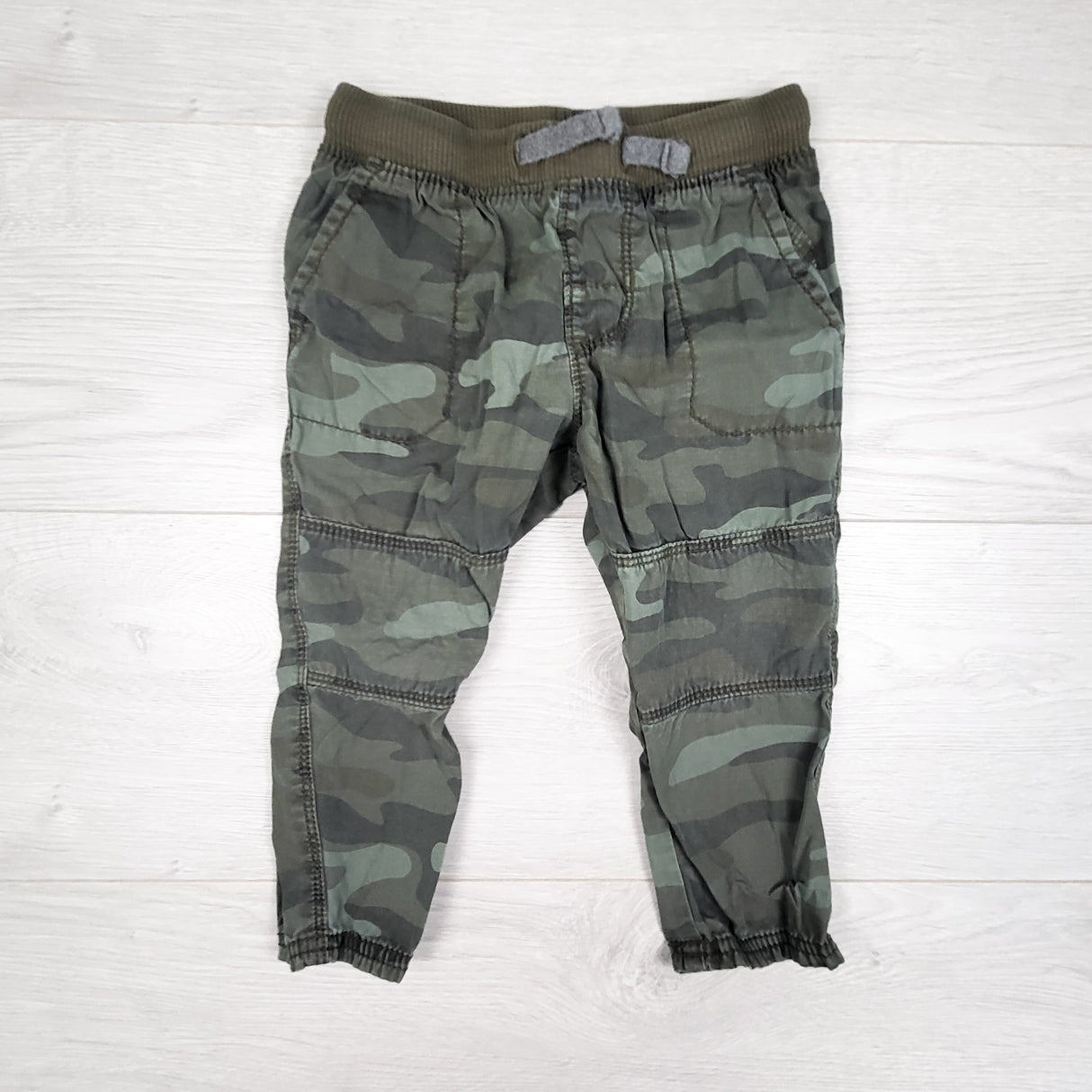 Carters green camouflage drawstring twill pants. Size 18 months