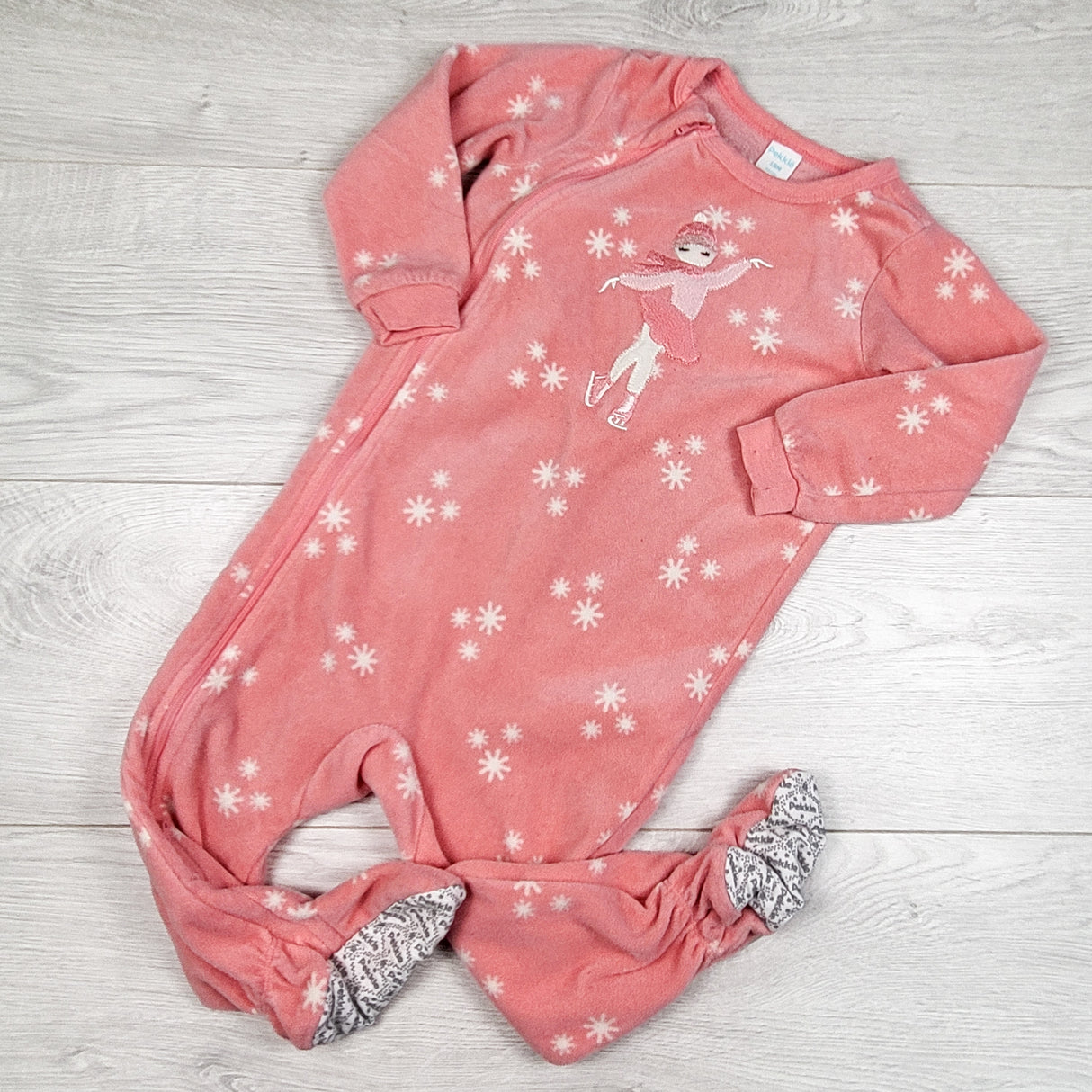 Pekkle pink zippered fleece sleeper with dancer. Size 18 months
