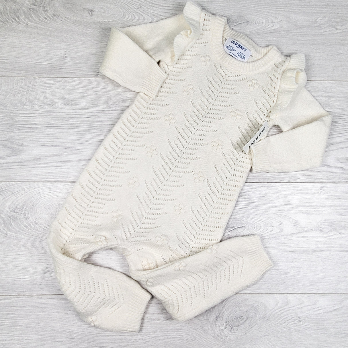NEW - Old Navy cream coloured sweater romper. Size 18-24 months