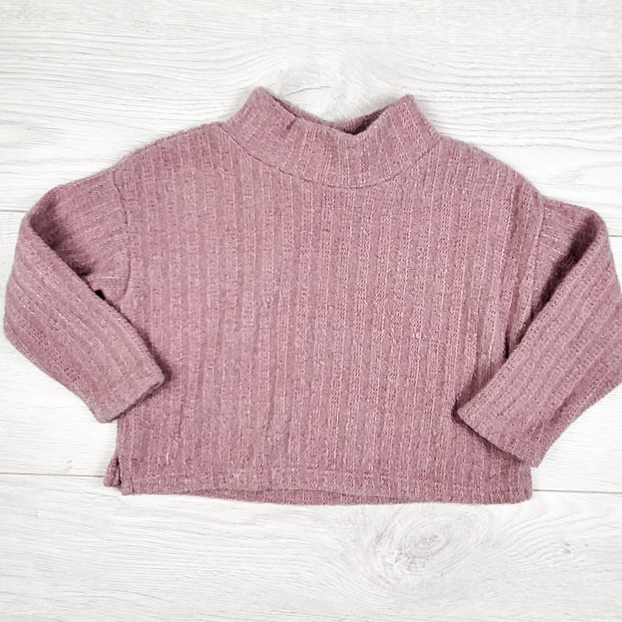 Old Navy pink ribbed super soft fuzzy sweater. Size 12-18 months