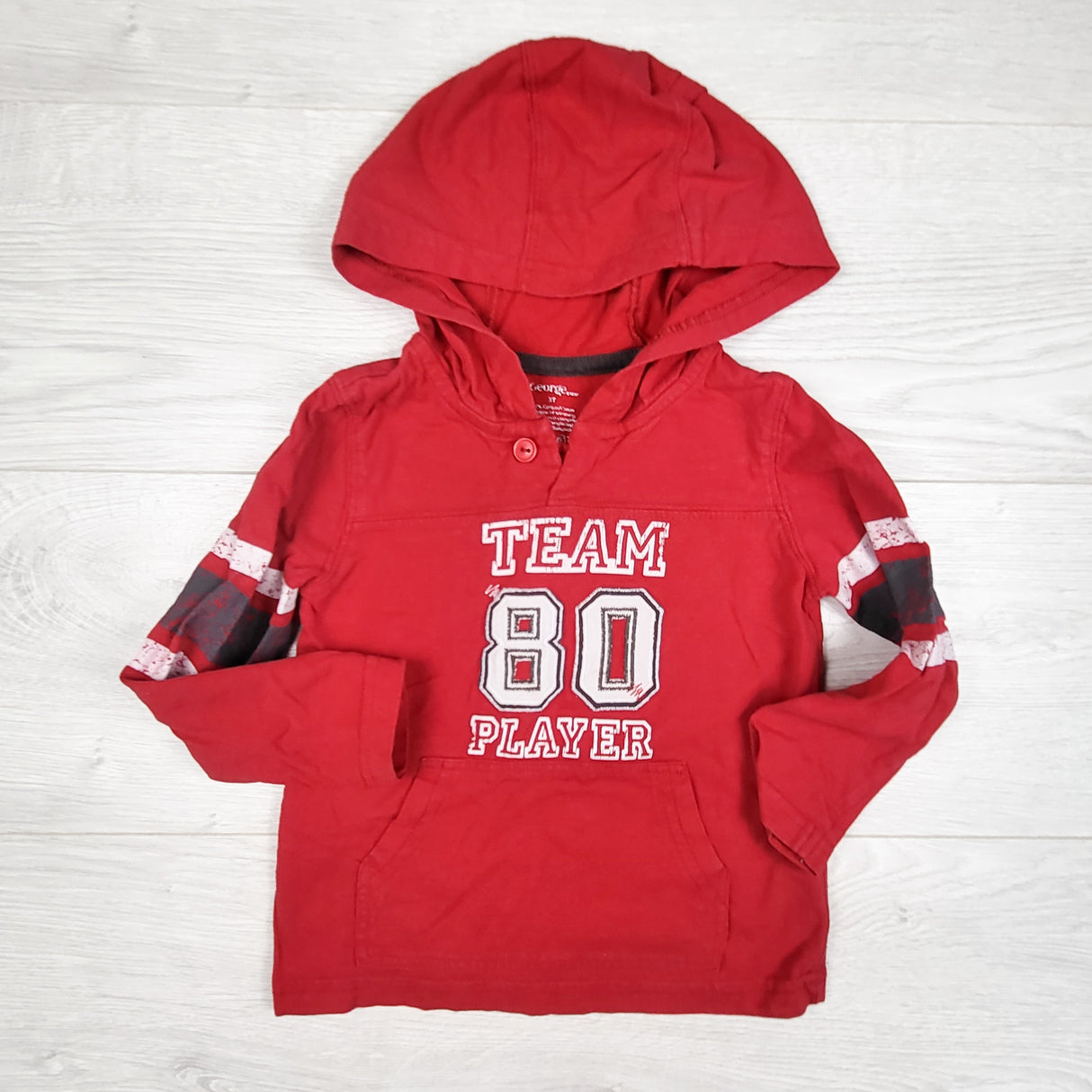 George red hooded long sleeve top. Size 3T