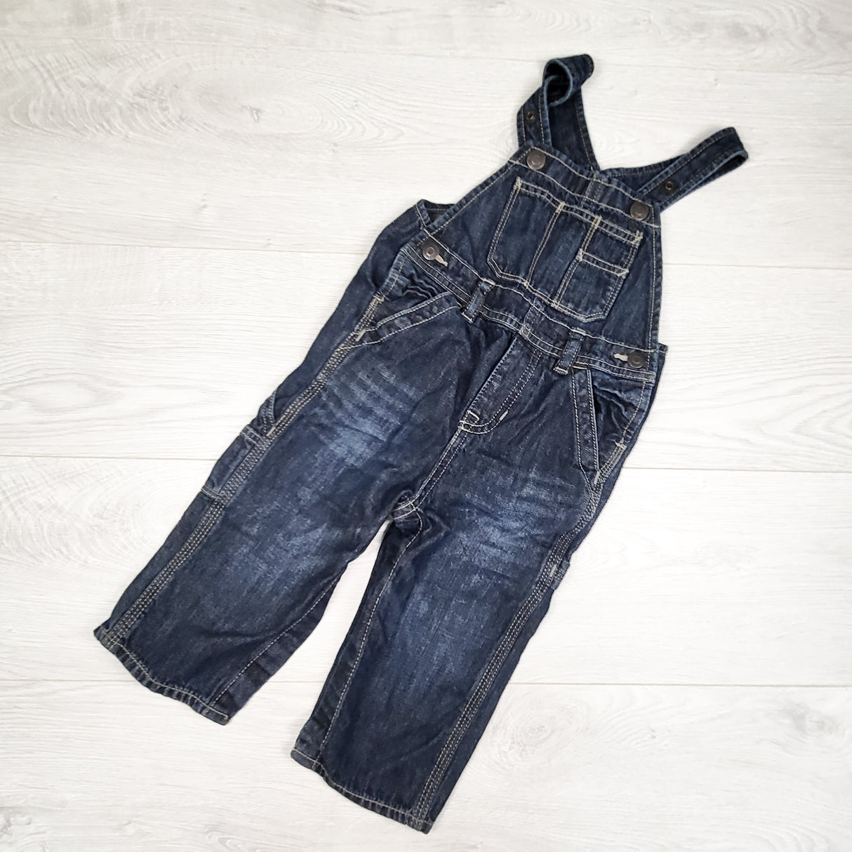 Gap dark wash denim overalls. Size 18-24 months