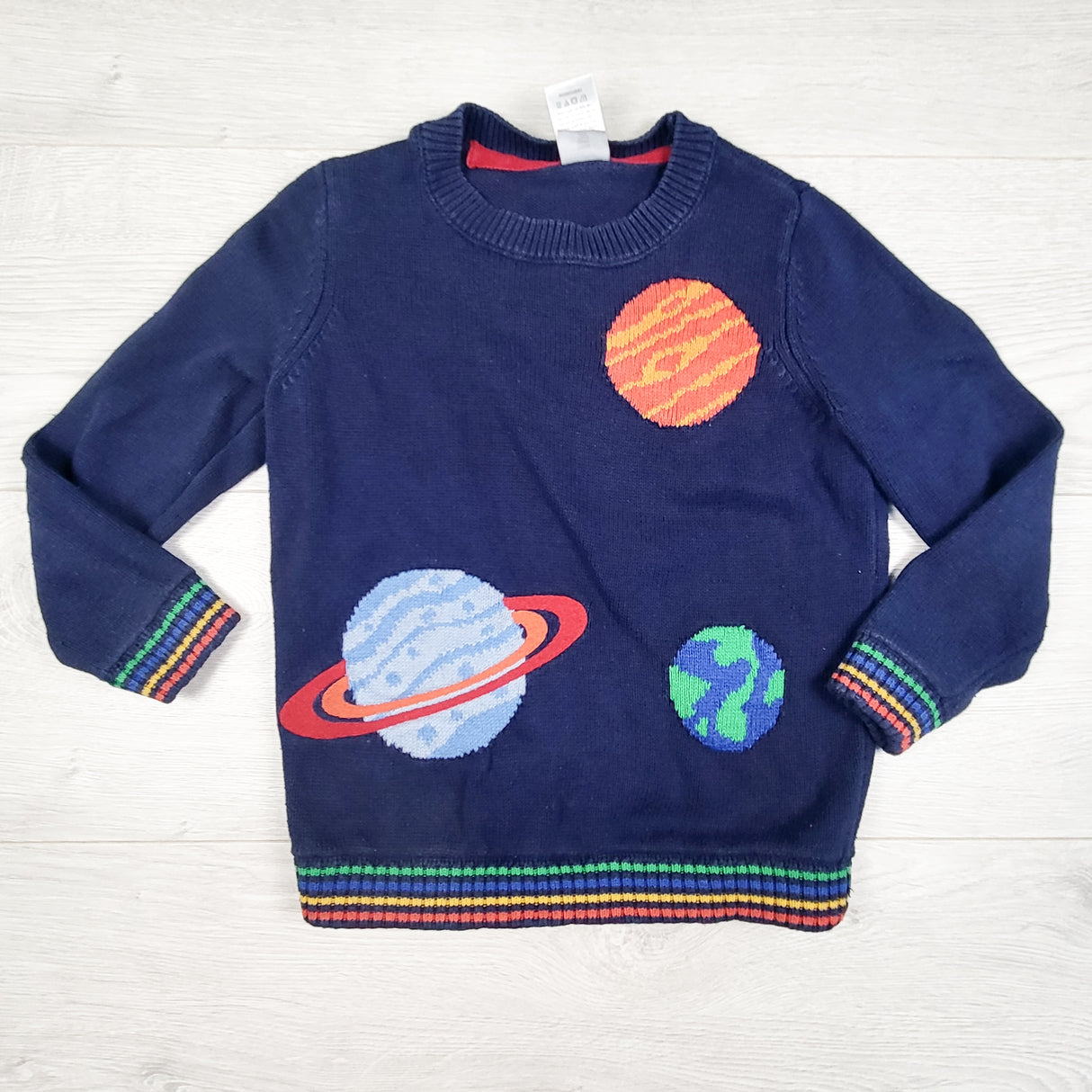 Gymboree navy sweater with planets. Size 5T