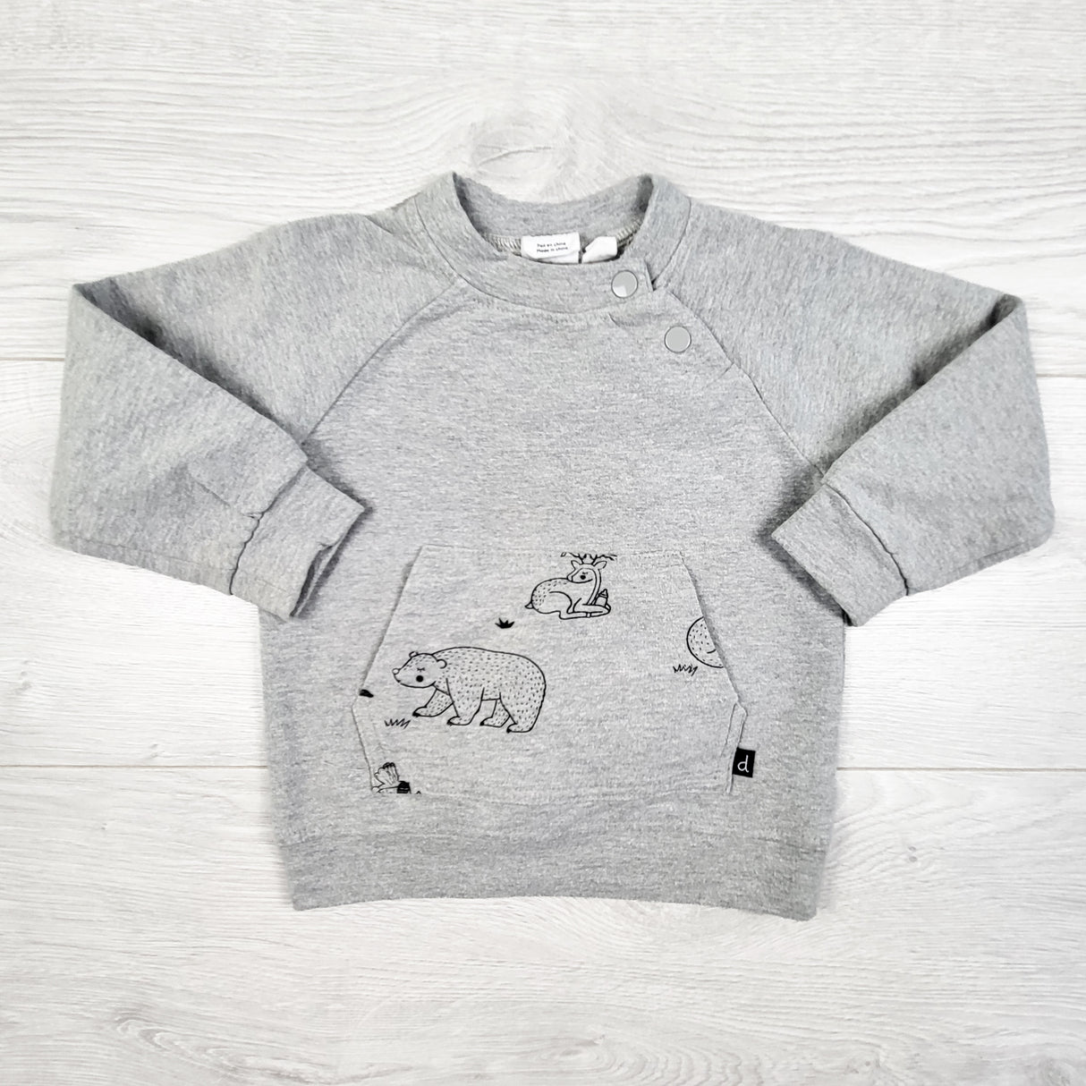 Deux Par Deux sweatshirt with woodland animals. Size 18 months