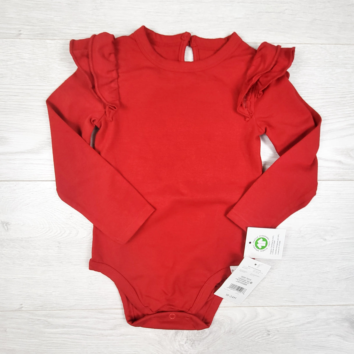 NEW - Rise Little Earthling red ruffle bodysuit. Size 18-24 months