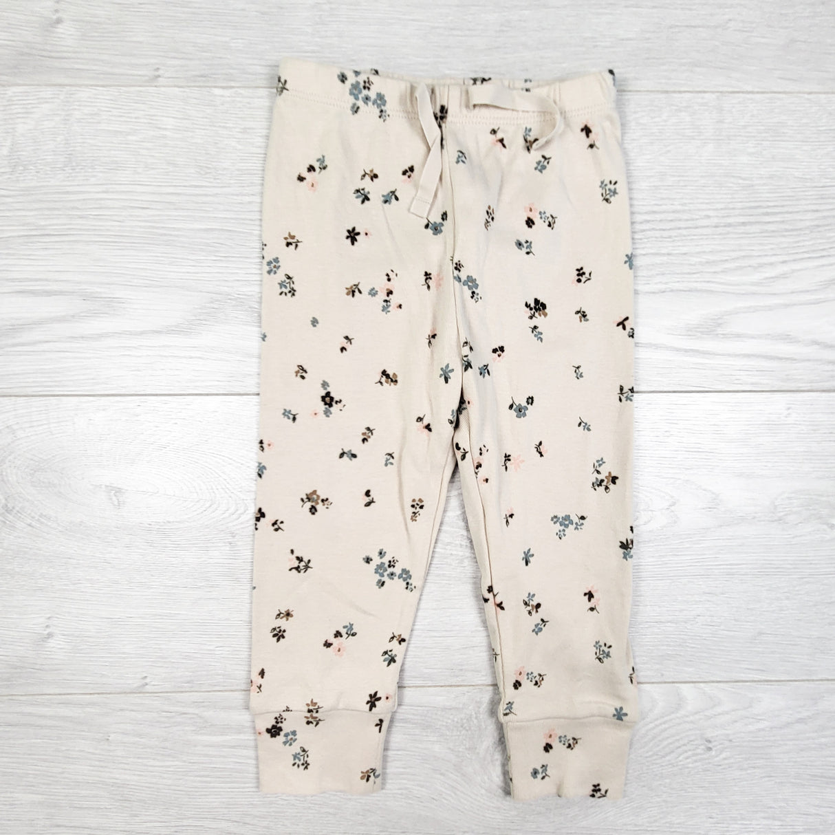 Gap beige floral print organic cotton pants. Size 18-24 months