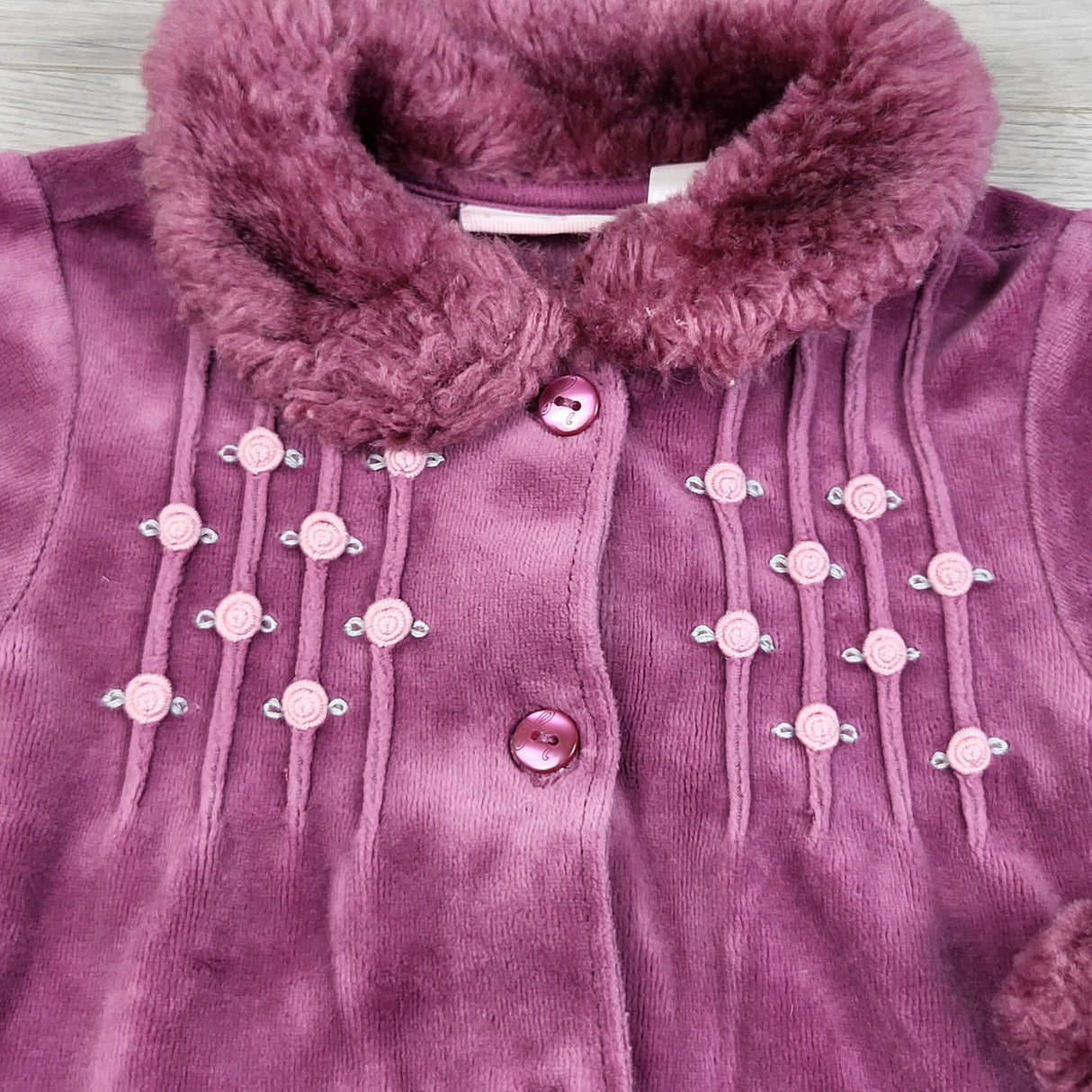 First Impressions plum purple velour jacket. Size 12 months
