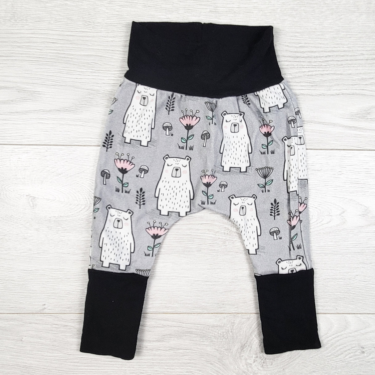 Little Mood nest handmade pants with bears. Size 0-6 months