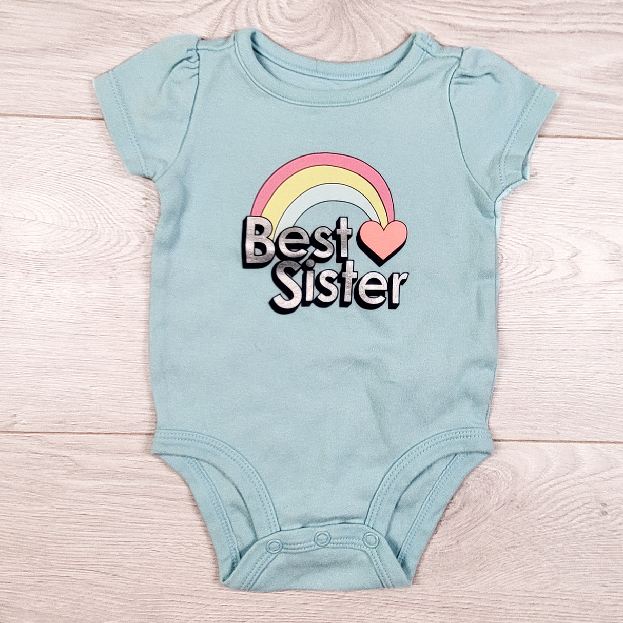 Carters blue "Best Sister" bodysuit. Size 3 months