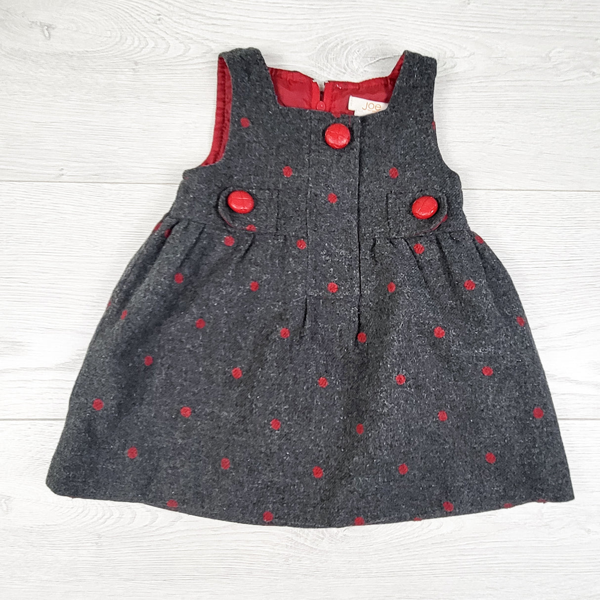 Joe grey polka dot wool blend dress. Size 6-12 months