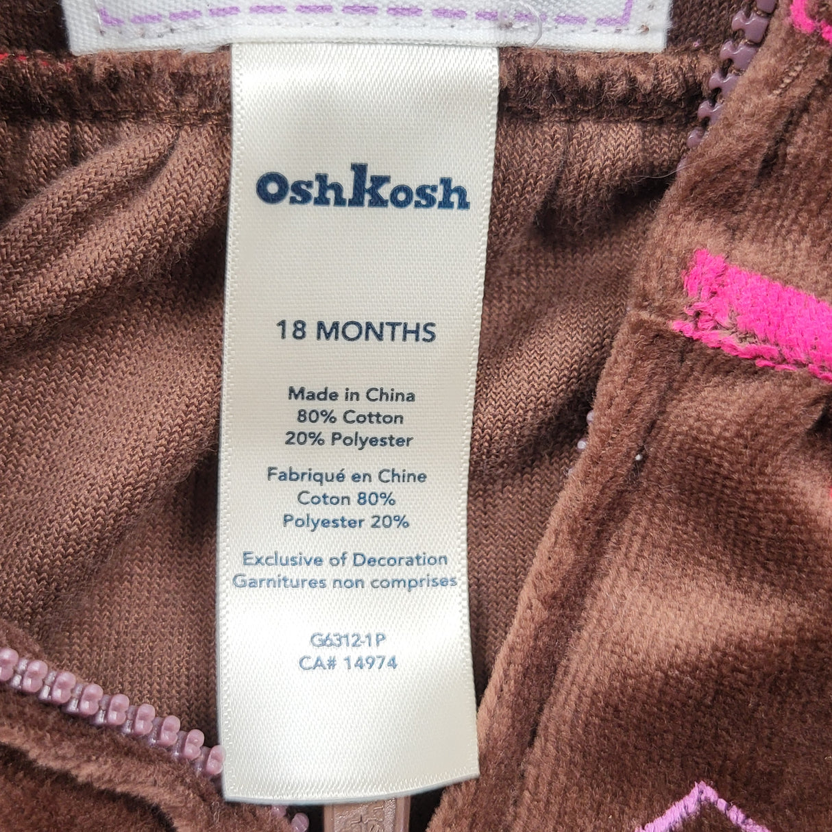 NEW - Oshkosh 2011 deadtock 2pc polka dot velour hoodie set. Size 18 months