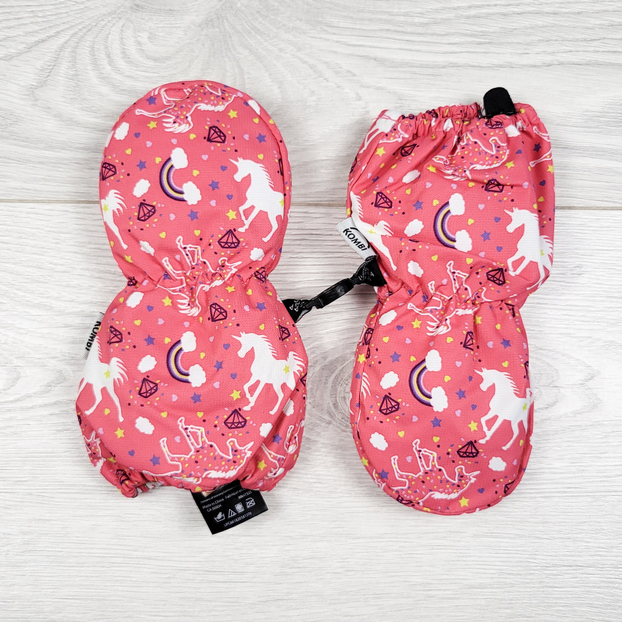 Kombi pink waterproof unicorn mittens. Size 6-12 months
