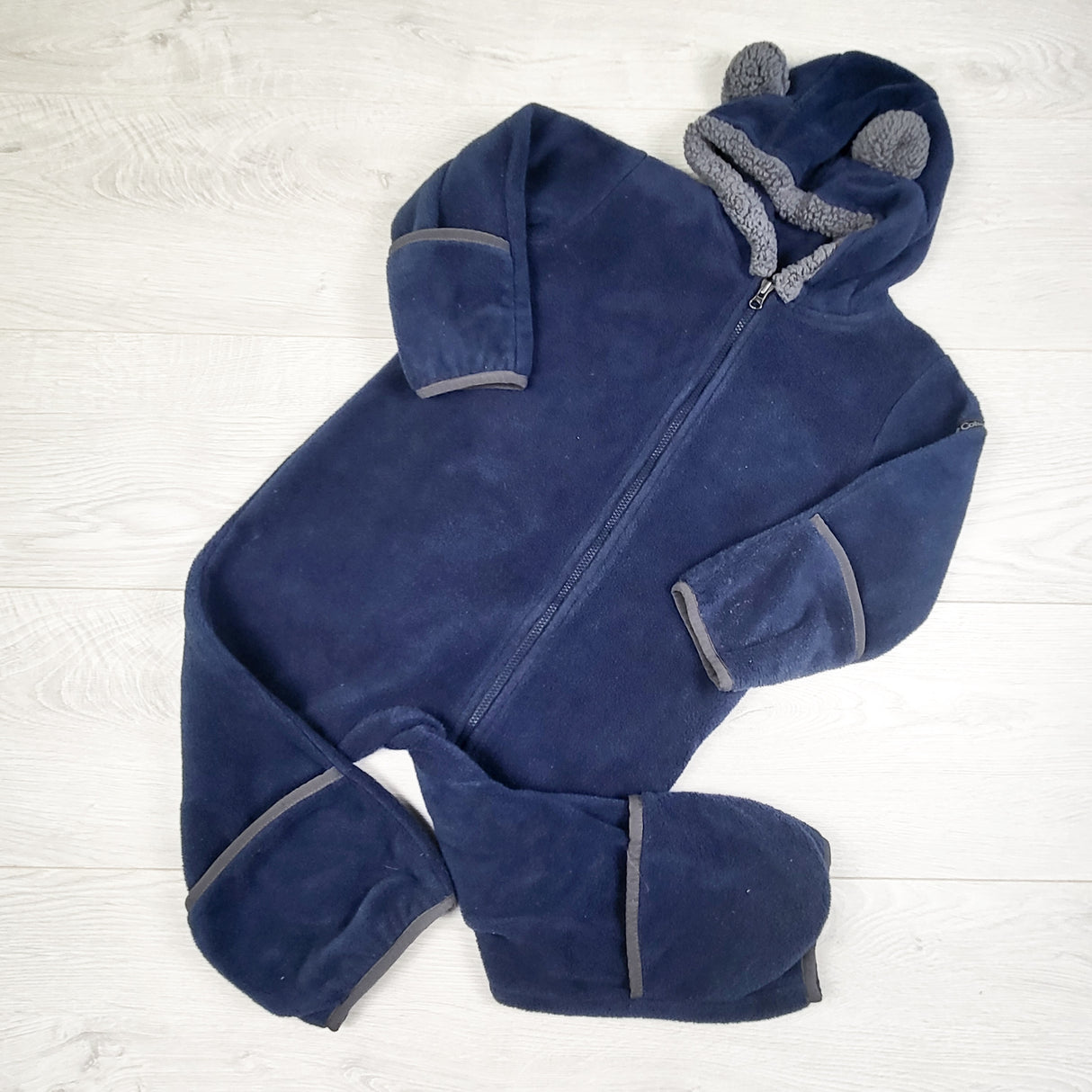 Columbia navy fleece hooded bunting suit. Size 18-24 months