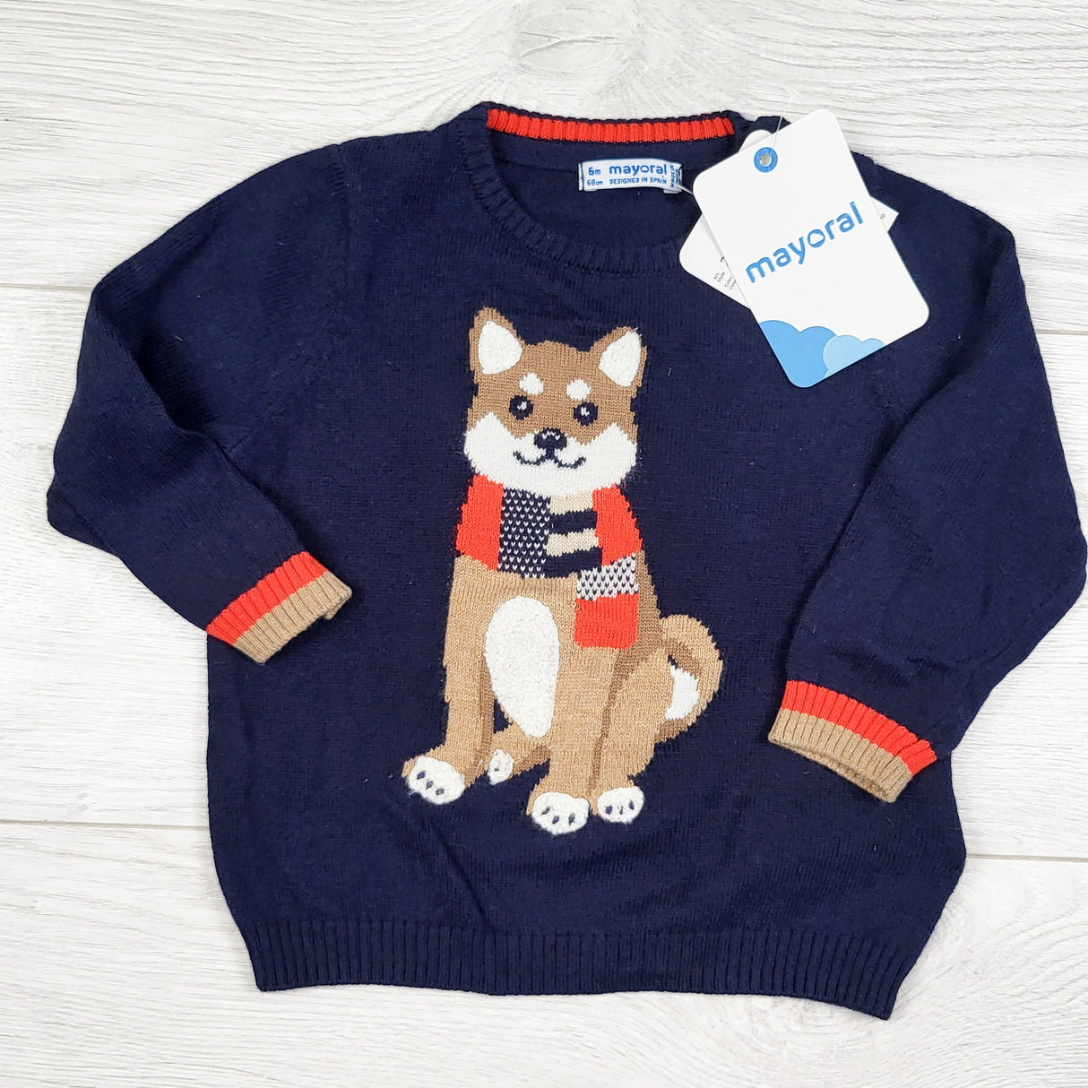NEW - Mayoral navy lightweight fox sweater. Size 6 months
