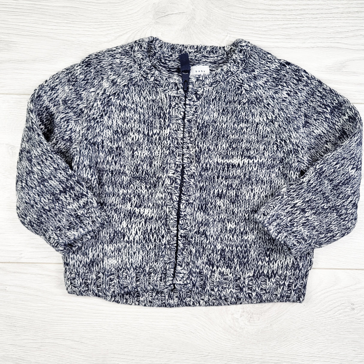 Gap heathered navy zippered sweater coat. Size 6-12 months