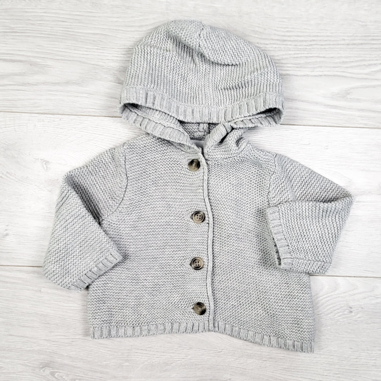 Old Navy grey hooded sweater. Size 3-6 months
