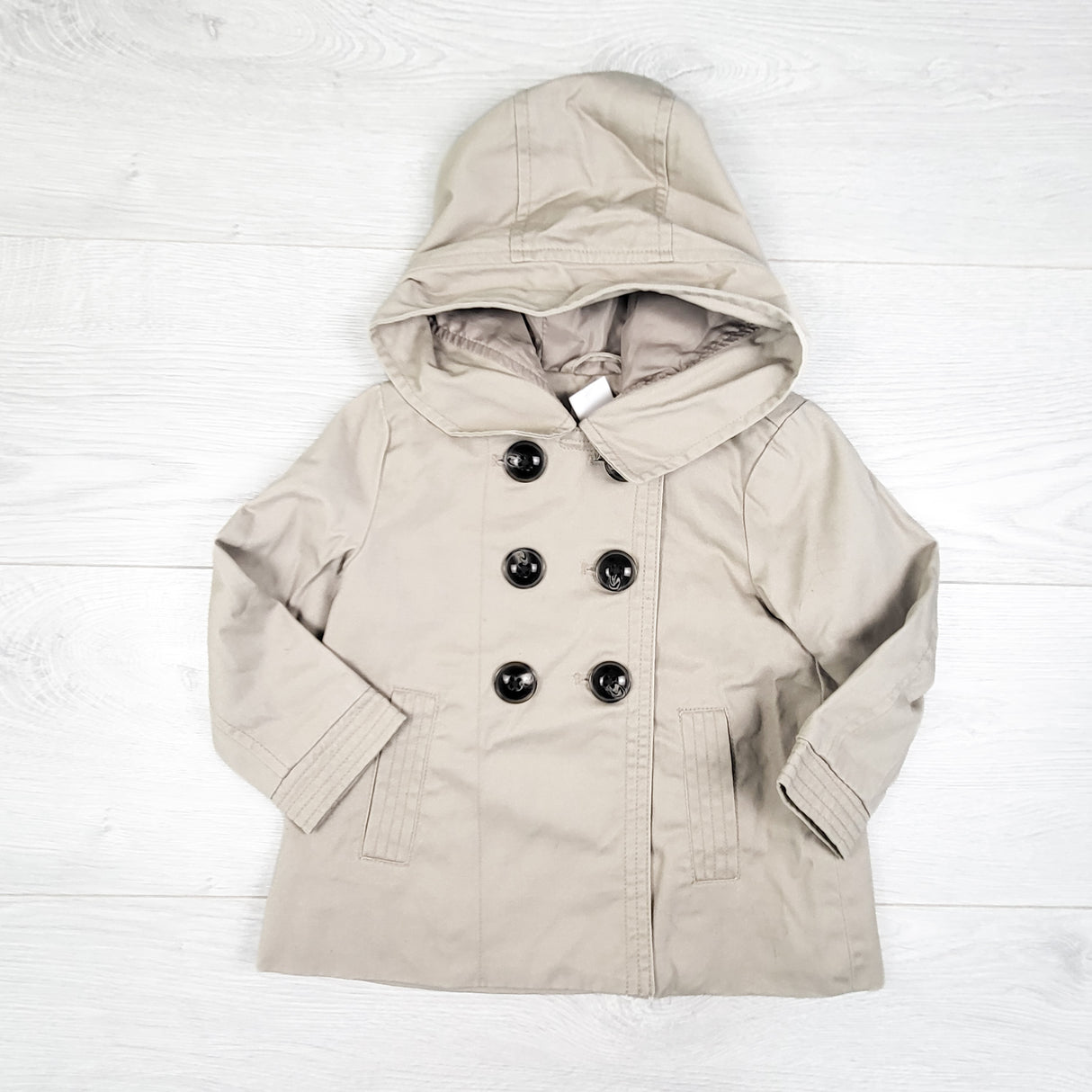Joe beige hooded trench coat. Size 12-18 months