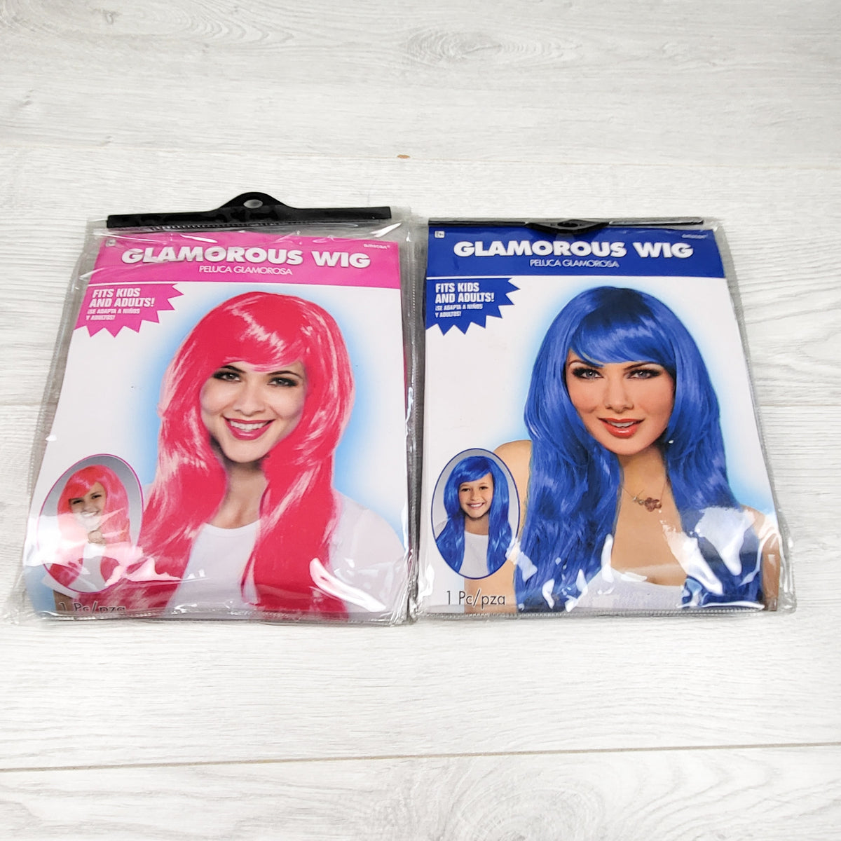 Pair of Dollar Tree wigs