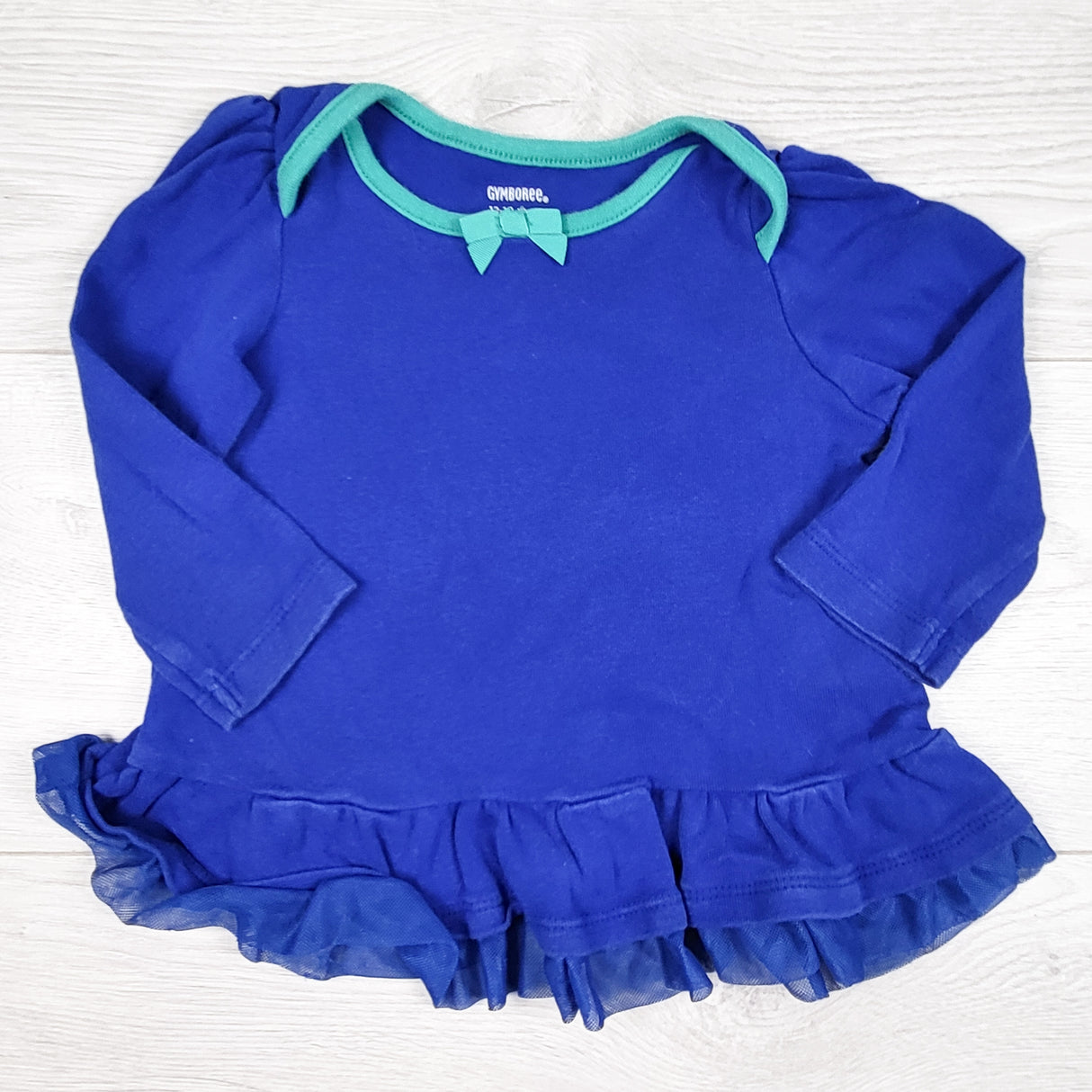 Gymboree royal blue top with teal trim. Size 12-18 months