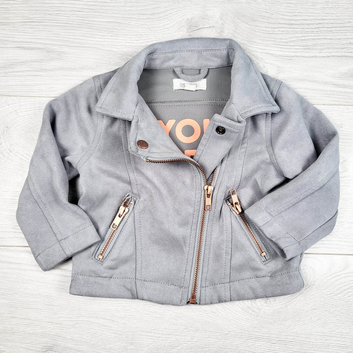 Gymboree grey faux suede moto style jacket. Size 12-18 months