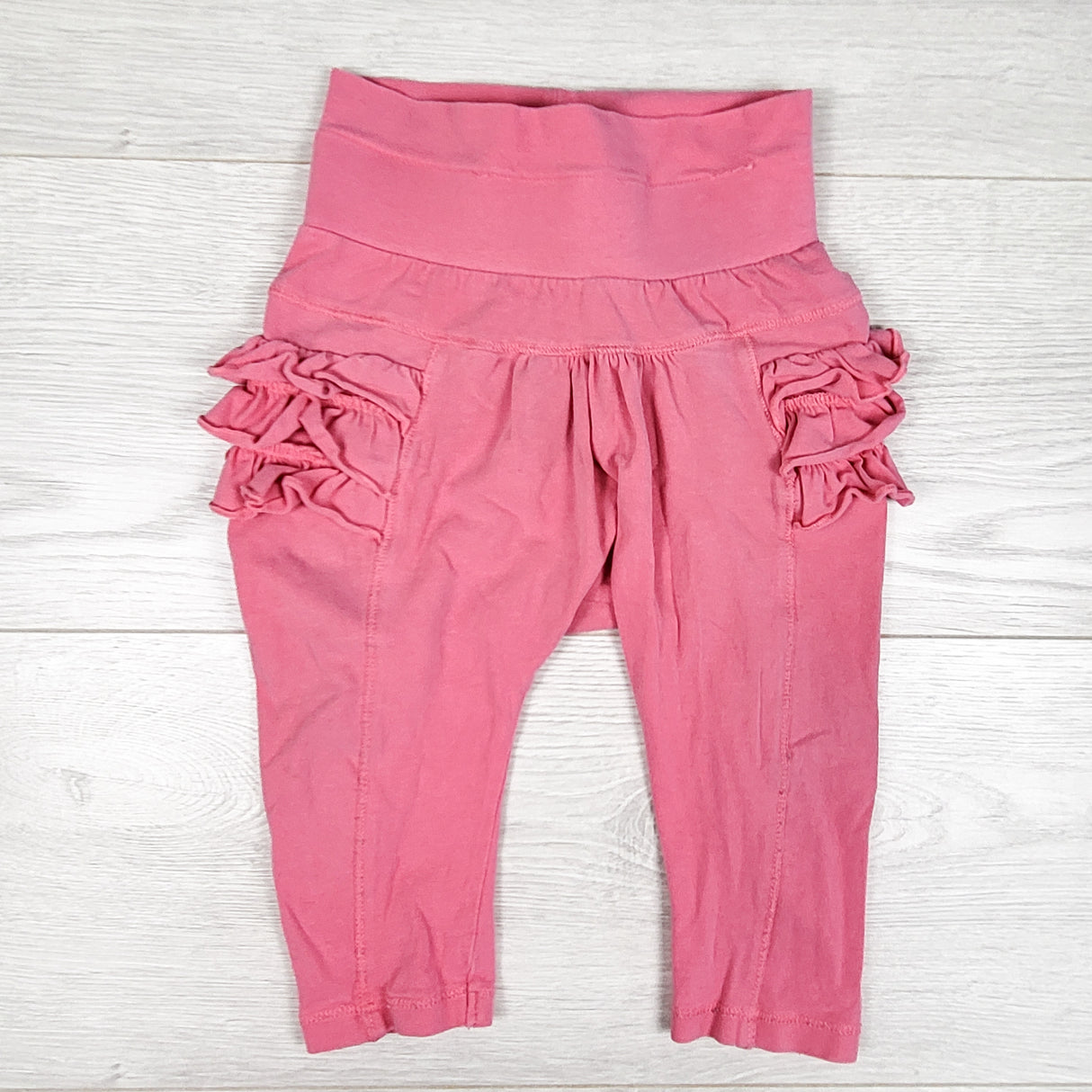 Cikobaby pink ruffle leggings. Size 9-12 months