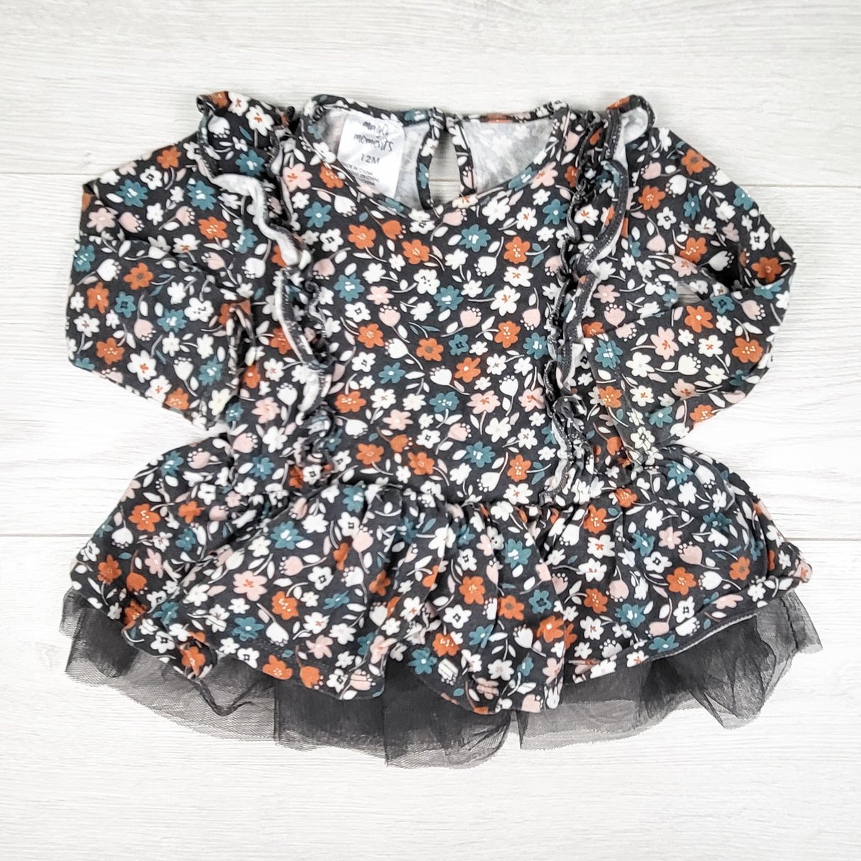 Magic Moments grey floral print dress. Size 12 months