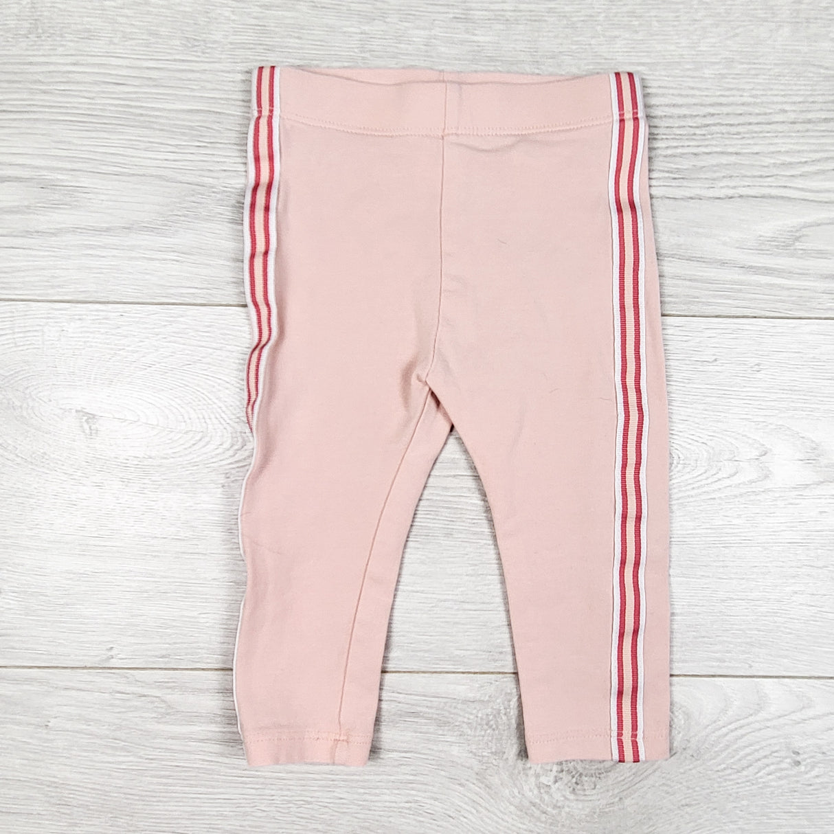Joe pink leggings with side stripes. Size 6-12 months