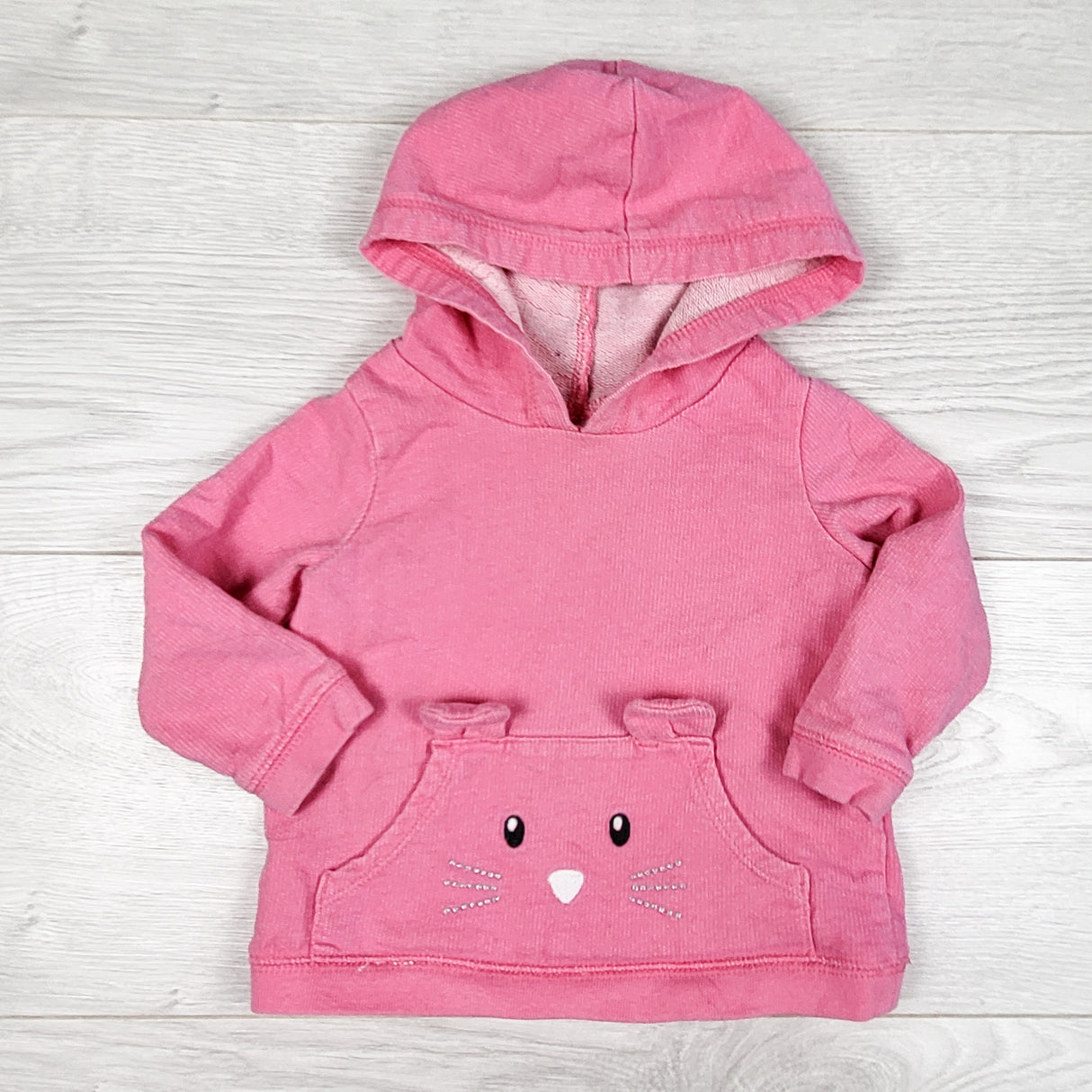 Carters pink pullover hoodie with mouse. Size 9 months
