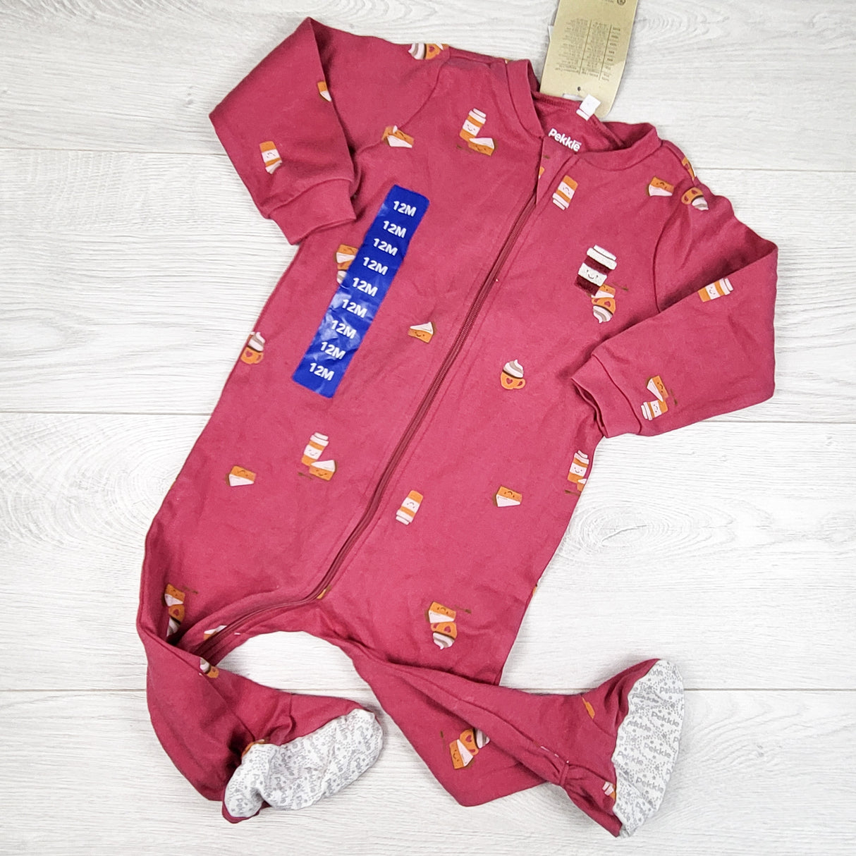 NEW - Pekkle pink pumpkin spice themed sleeper. Size 12 months