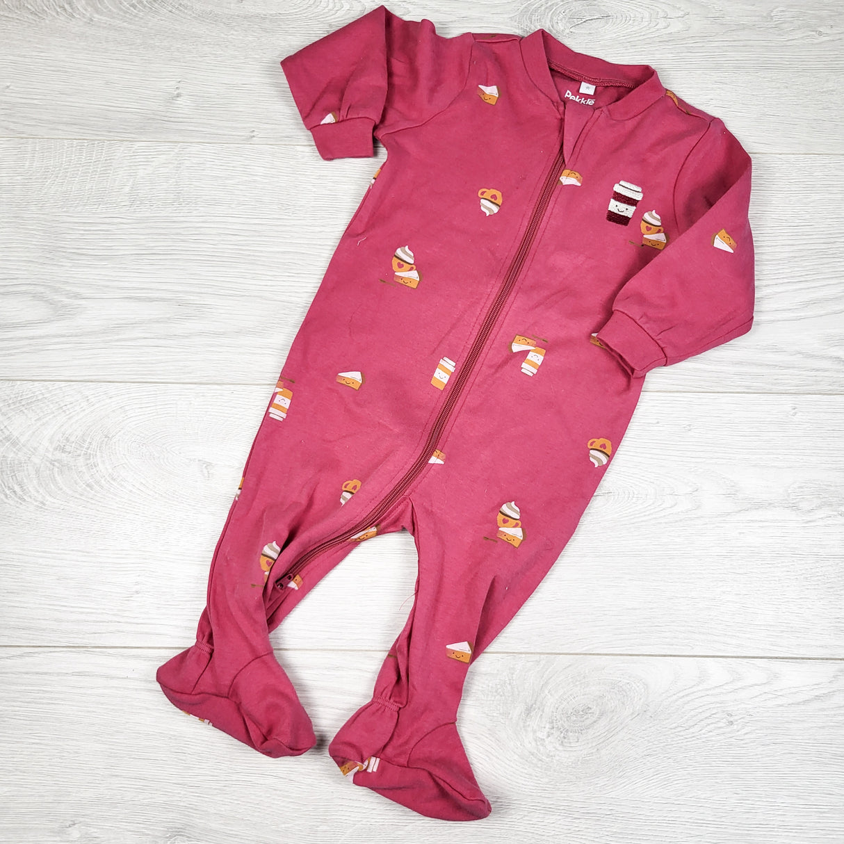 Pekkle dark pink pumpkin spice themed sleeper. Size 6 months