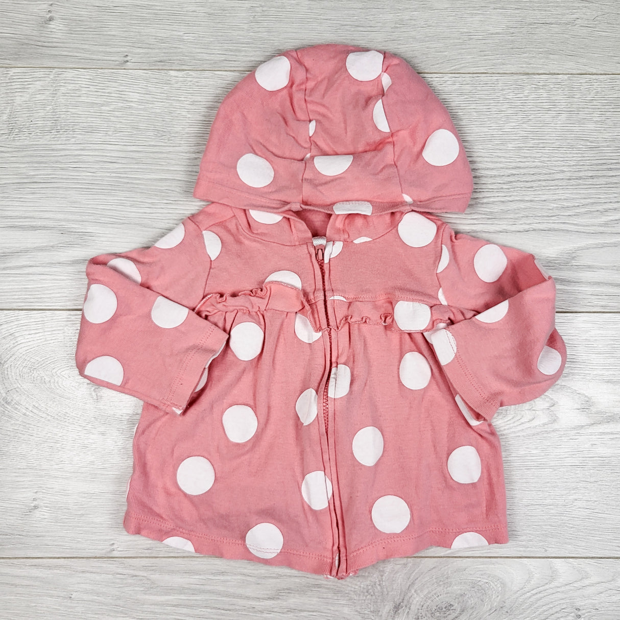 Carters pink polka dot zip up lightweight hoodie. Size 9 months