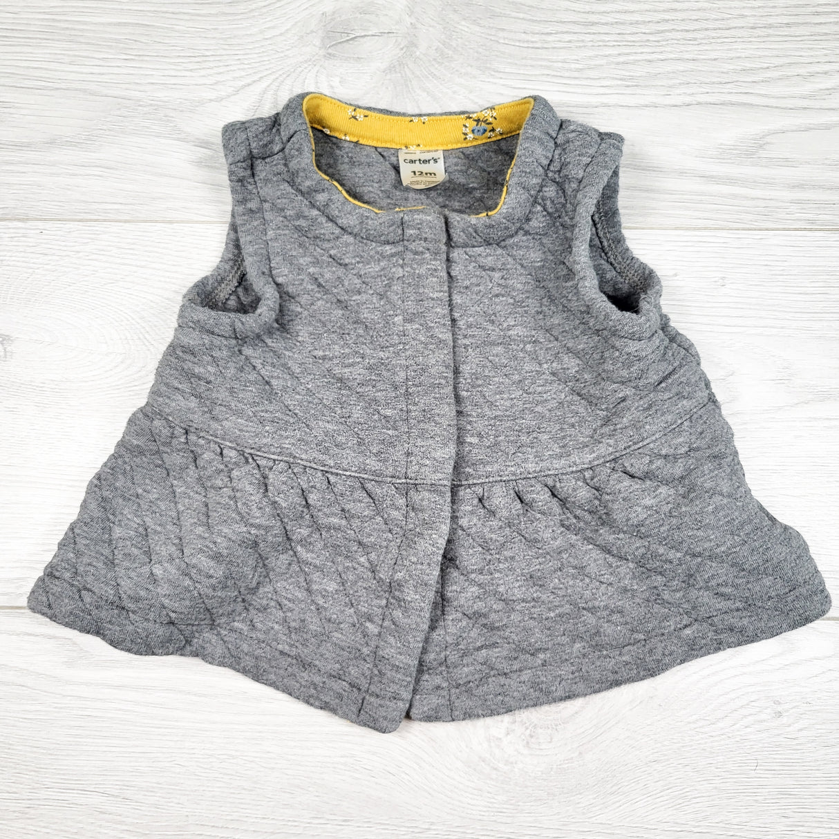 Carters grey quilted cotton vest. Size 12 months