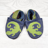 Carozoo navy soft soled leather shoes with lizards. Size like 6-12 months