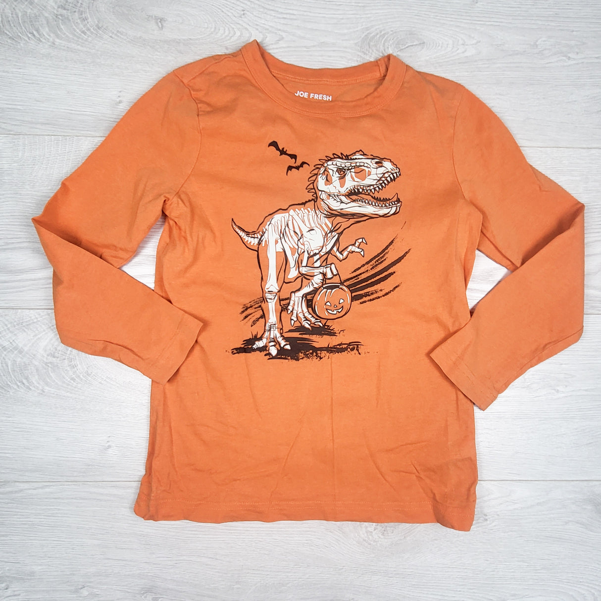 Joe orange Halloween T-Rex top. Size 7/8