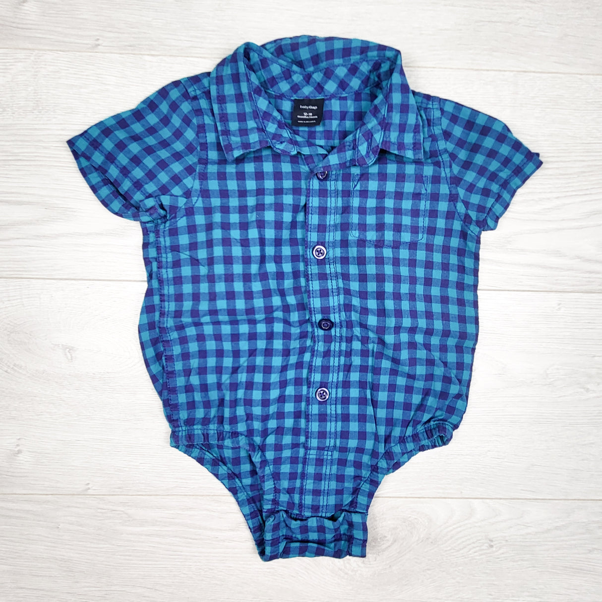 Gap checkered button down bodysuit. Size 12-18 months