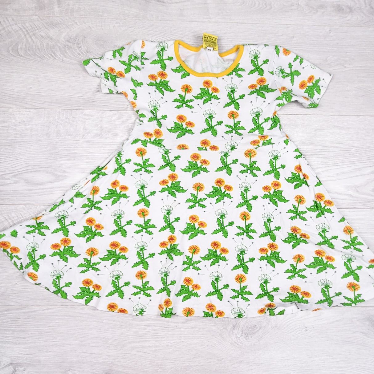 DUNS Organic Cotton Dandelion Short-Sleeve Skater Dress. Size 3/4T - AS IS
