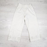 Zara white cotton wide leg pants with eyelet detail. Size 6