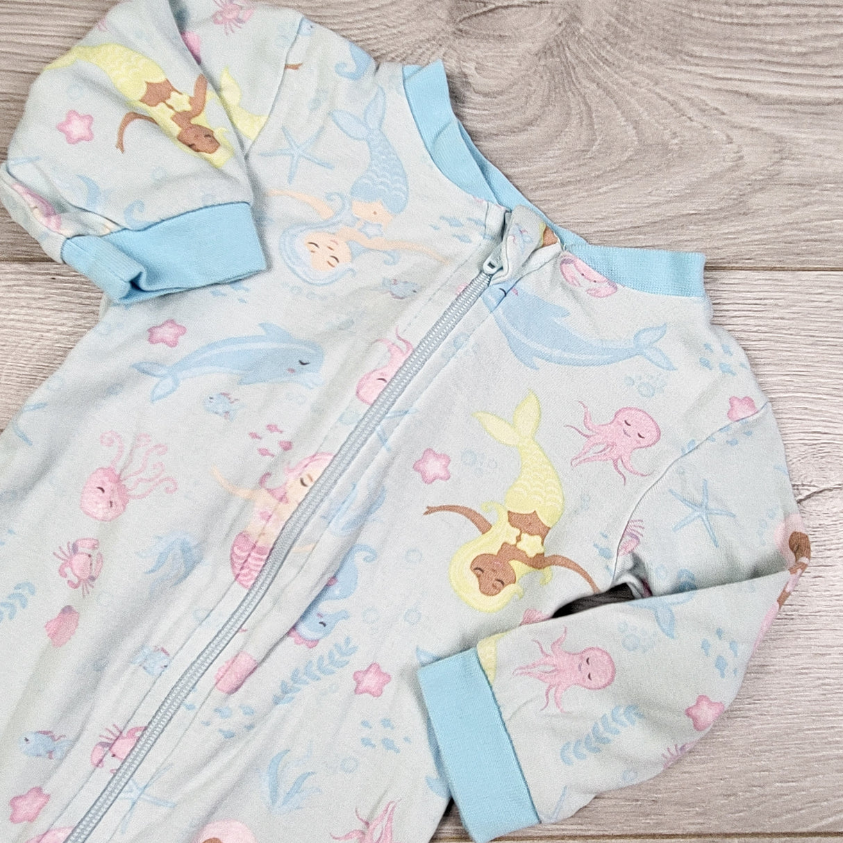 George blue zippered sleeper with mermaids. Size 3-6 months