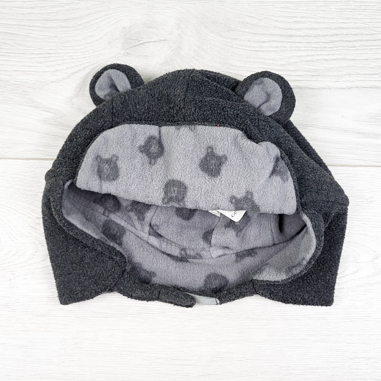George grey fleece bear ear hat. Size 0-24 months